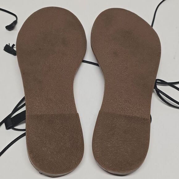 Madewell The Boardwalk Lace Up Greek Gladiator Sandal Black Leather Women's 8.5 - Picture 7 of 10